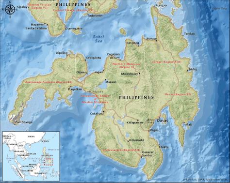 Free Detailed Satellite Map of Mindanao .